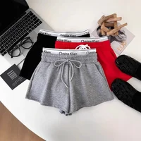 High Waist Slimming High Cotton Letter Print Drawstring Elastic Shorts Casual Pants Hot Pants Women's Fashion Short Pants