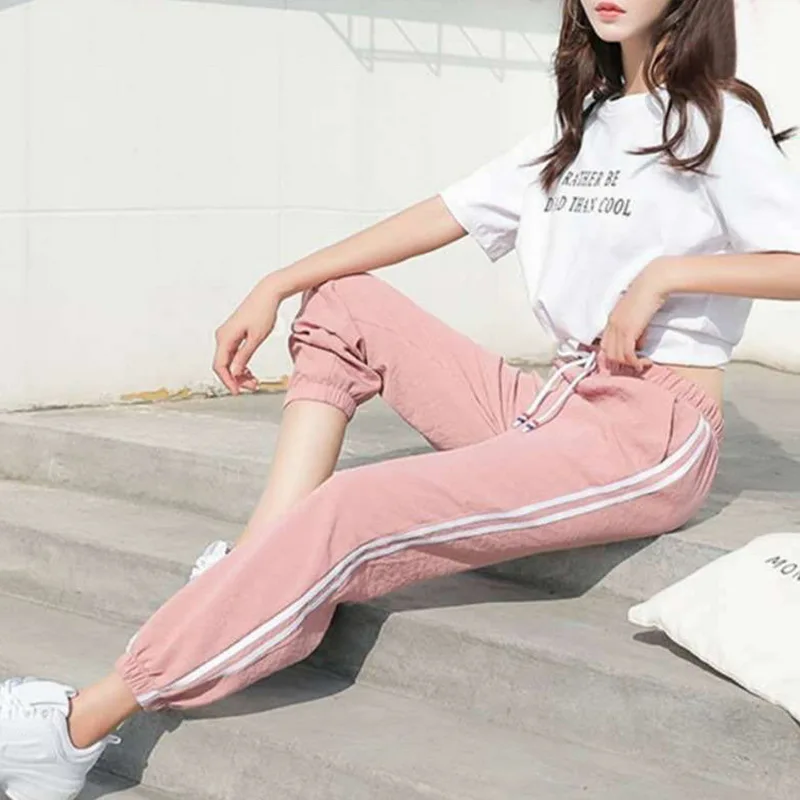 여성용 빠른 건조 조깅 바지, 캐주얼 스포츠 바지, 통기성 하이 웨이스트, 느슨한 바지, 여성 슬랙스, 여름 바지