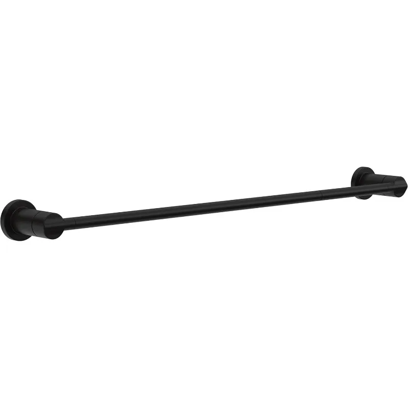 4-Piece Bath Hardware Set with 24-in Towel Bar, Toilet Paper Holder, Towel Ring, Hook in Matte Black