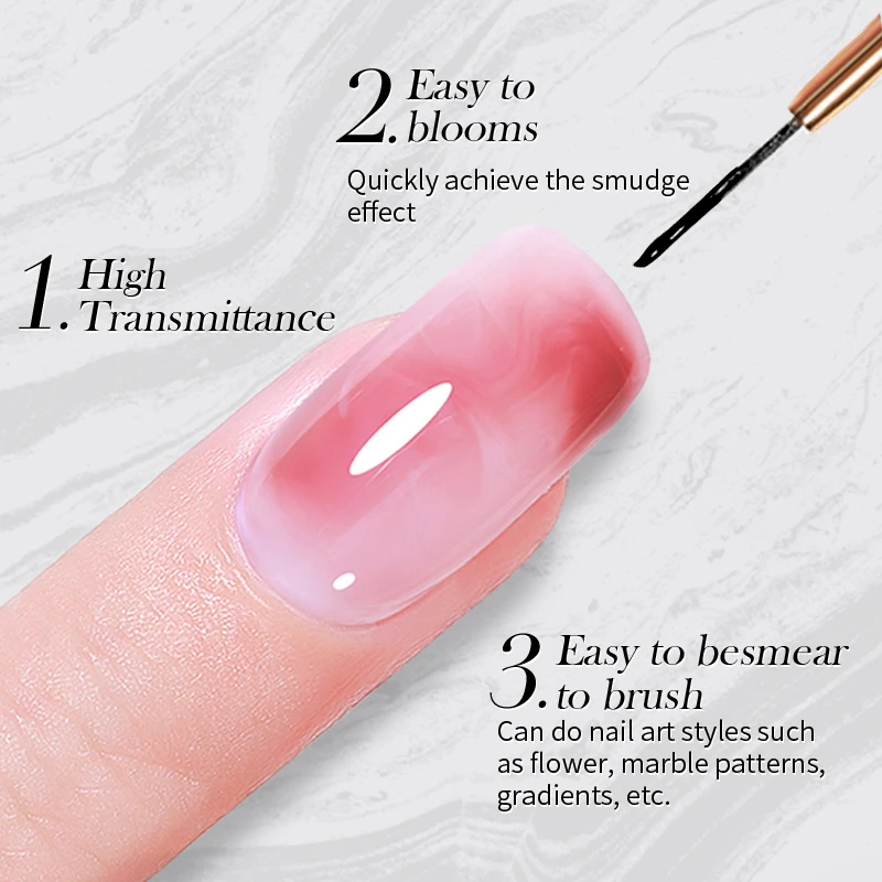 BORN PRETTY 10ml Clear Bloom Gel Polish UV LED Soak Off Nail Art Polish for Spreading Effect Marble Nail Polish Gel Painting 4