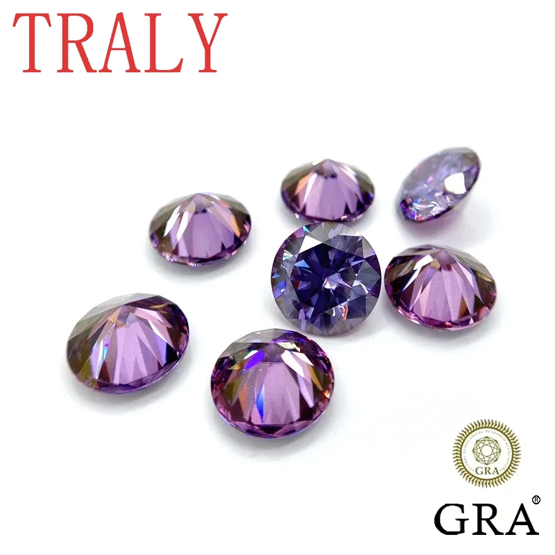 

Purple Color Round Brilliant Cut Moissanite Gemstones VVS Loose Moissanite Diamond Stone For Jewelry Making Accessories