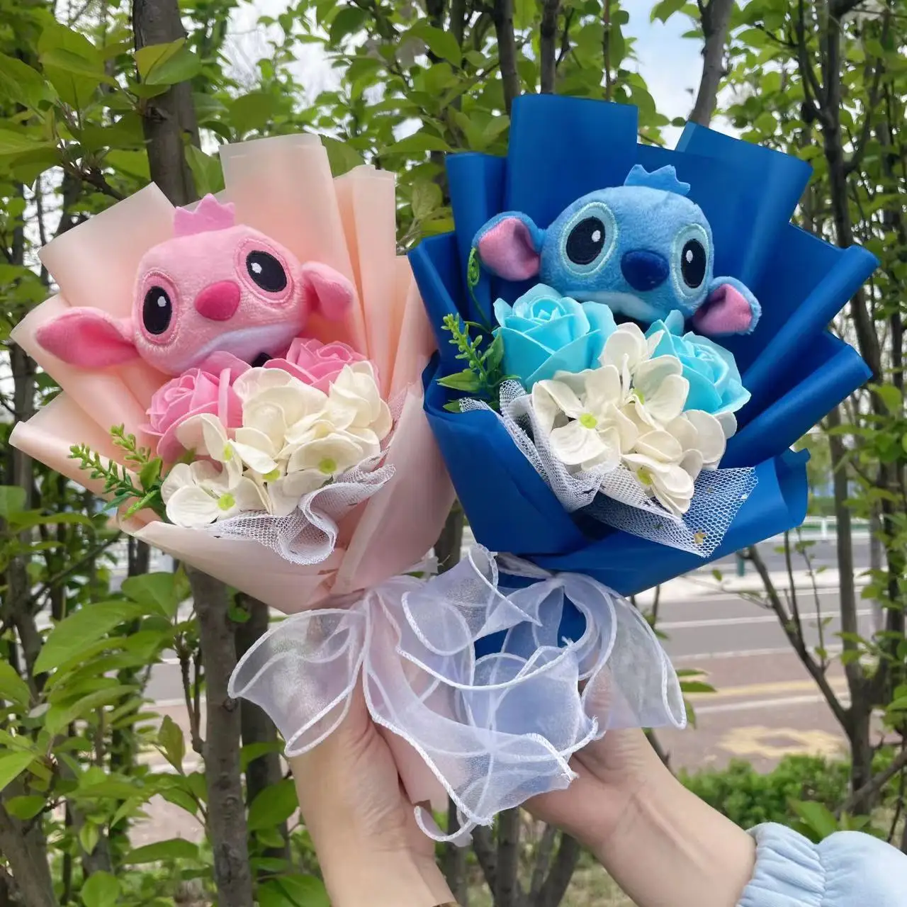 Disney Anime Stitch Plush Bouquet Stuffed Super Soft Kids Doll Christmas Birthday Valentine Graduation Gifts 3