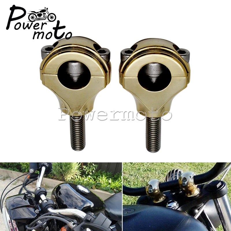 

Universal 1'' 25mm Bar Mount Clamp Handlebar Riser For Harley Softail Bobber BMW Honda Suzuki Yamaha Kawasaki XS650 Brass Risers