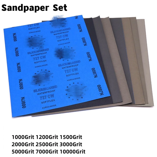 Papier de Verre Fin Bois Papier Abrasif Bois Outils de Ponçage, Humide et  Sec, Sandpaper 400/600/800/1000/1200/1500/2000 pour Métal, Le Plastique, Le  Verre, Le Jade, L'Automobile, L'Artisanat : : Bricolage