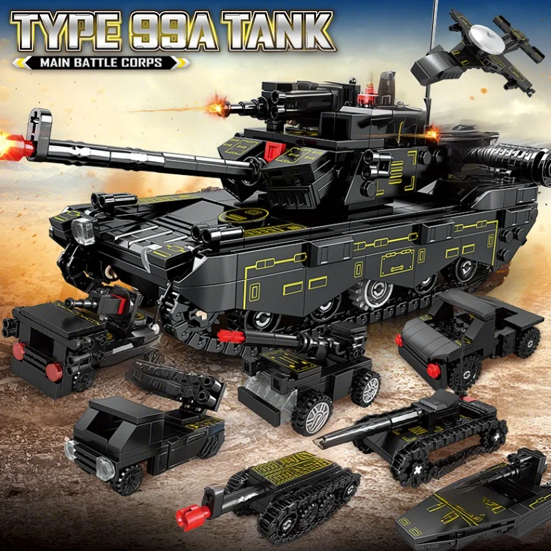8 in 1 Tank Building Blocks WWII Military Model Kit Army Plane Truck Soldier Fig