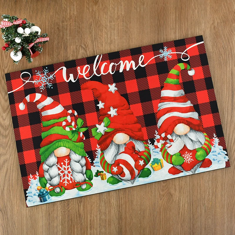 

Christmas Welcome Gnome Door Mat Indoor Outdoor Entrance Doormat Anti-Slip Rug Hallway Carpet Bedroom Livingroom Home Decoration