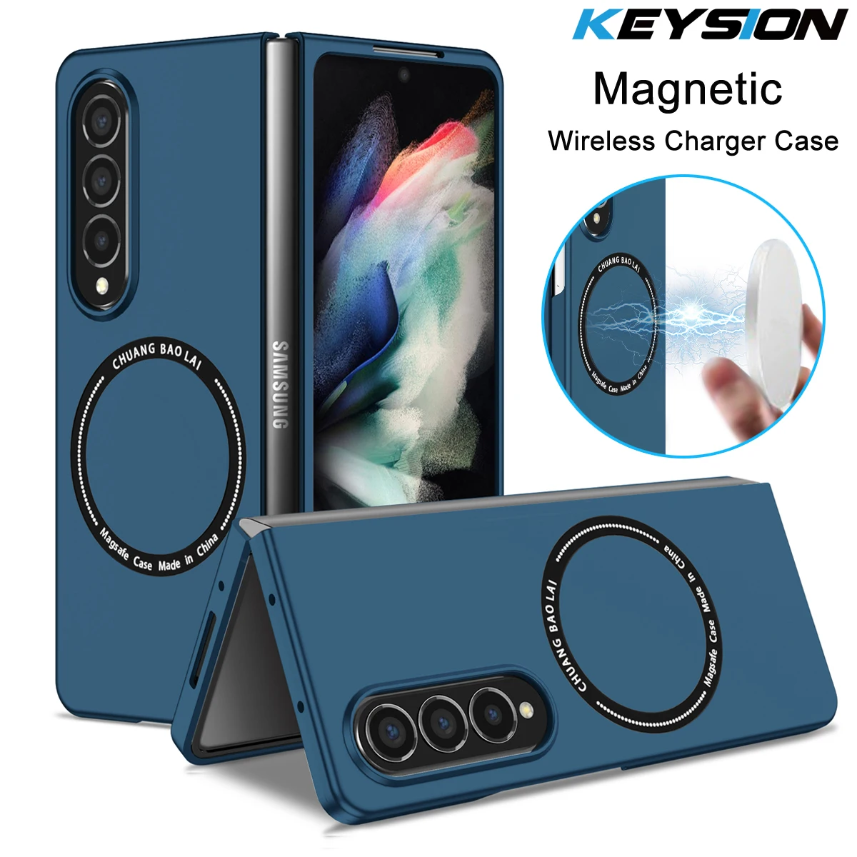 Custodia Di Ricarica Wireless Magnetica Keysion Per Samsung Galaxy Z Fold 4 3 5G Cover Posteriore Antiurto Per Pc Per Galaxy Z Fold 3 4 5G