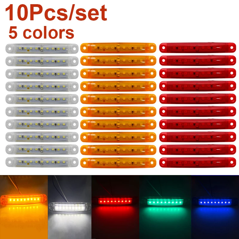 10Pcs 9 Smd Car Light Oval Clearance Trailer 24V Truck Truck Caravan Camion Led Side Marker Indicatore Luminoso 12V Luces Remolque