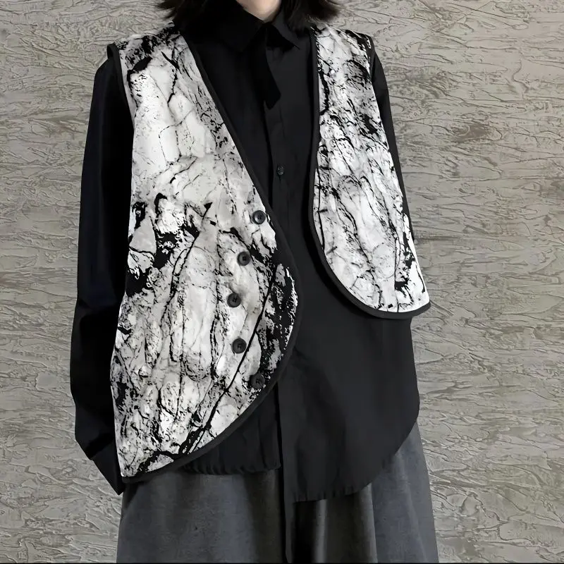 

Design Sense Tie Dye Fashion Irregular Vest Coat Top 2023 New Sleeveless Short Top