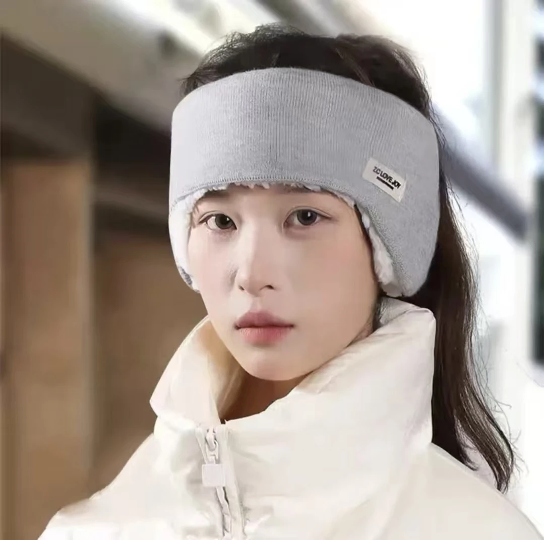 Winter Earmuffs Headwear Anti-cold Warm Thickened Fleece Ear Protection Head Cover Windproof Thermal Knitted Running Headband