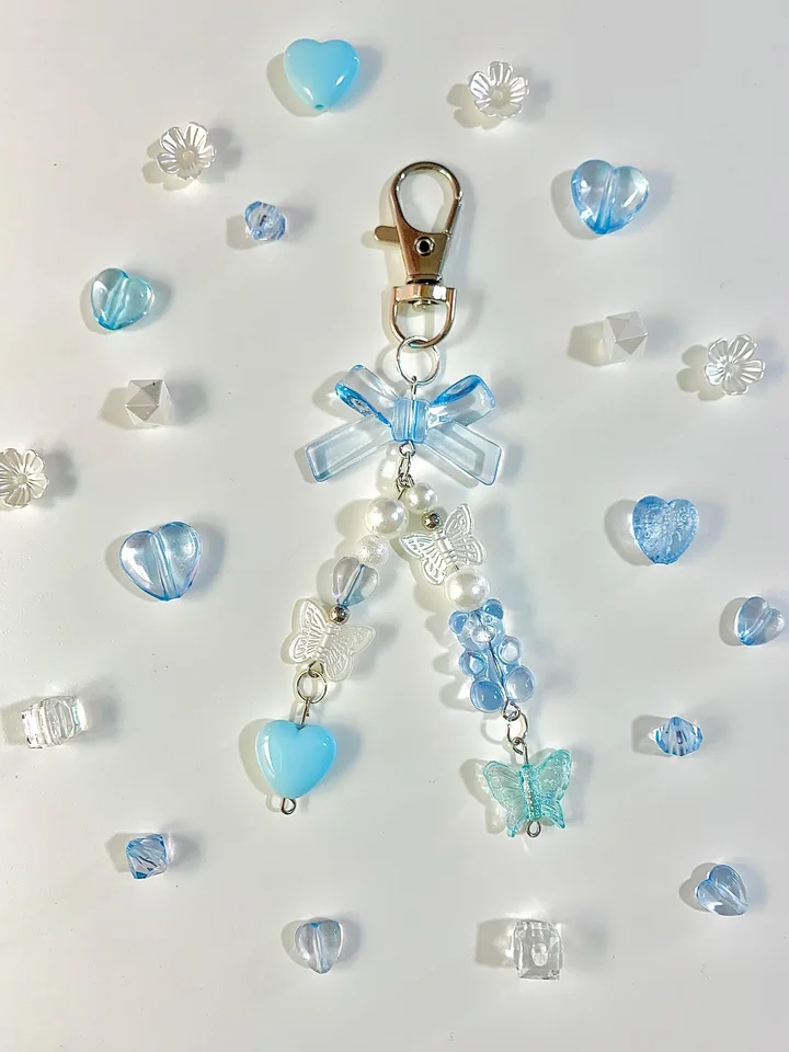 Simpatico portachiavi con fiocco flirty | Accessori estetici con perline | Idee regalo | Ciondolo per borsa | Fatto a mano  36