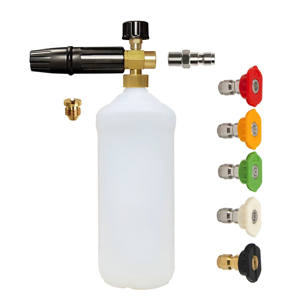 Idropulitrice Schiuma Cannone Schiuma Ugello Generatore Di Schiuma Pistola Per Sapone 1/4 "Connettore A Sgancio Rapido E 5 Punte A Spruzzo E Idropulit