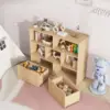 Vabches Kids Bookshelf Toy Storage Organizer Wooden Children's Bookcase with 2 Drawers on Wheels&5 Storage Cubbies for Playroom 5