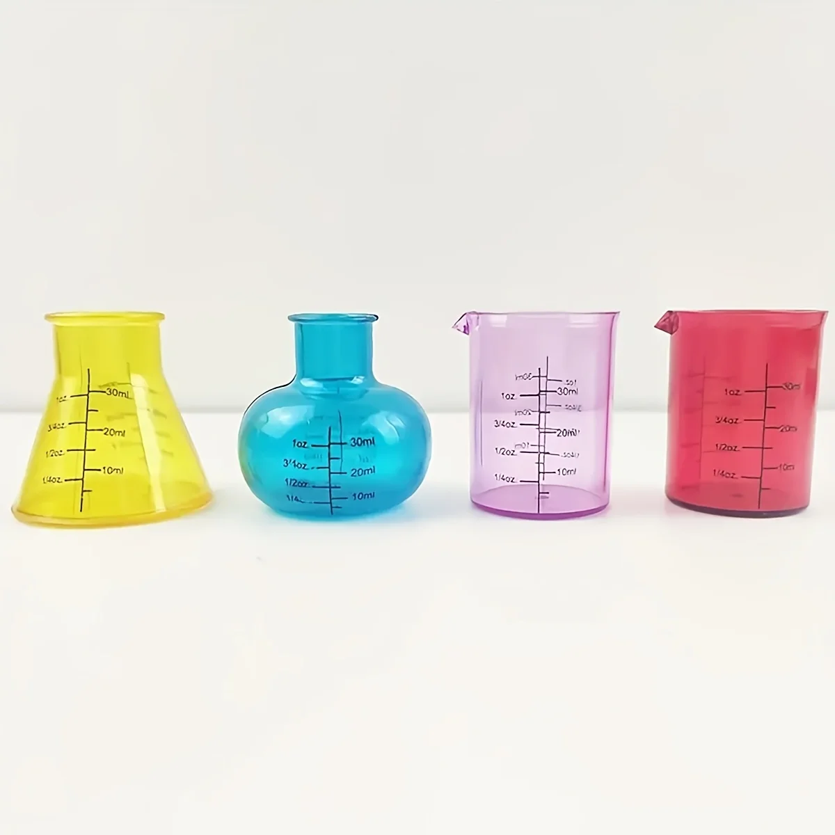 Plastic measuring cup 4 Colored Measuring Cups 4 Colored Droppers Educational Mini Measuring Cups for Plastic Science Experiment Sensory DIY