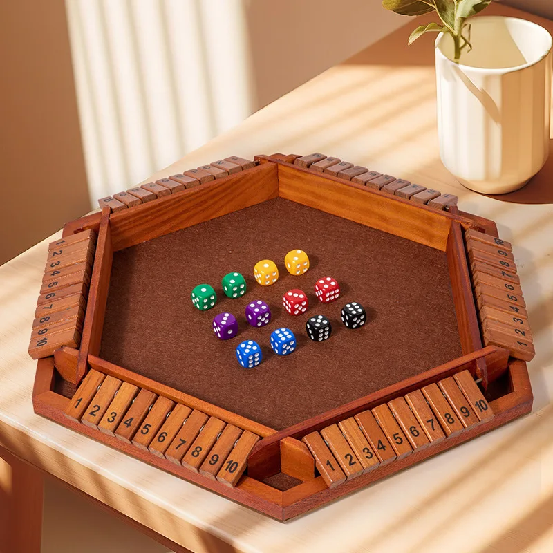 Wooden Six Sided Flipping Dice Game - Family Fun & Entertainment Game