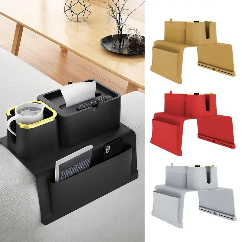 

Sofa Armrest Organizer With 4 Pockets And Cup Holder Tray Couch Armchair Hanging Storage Bag For TV Remote Control Cellphone