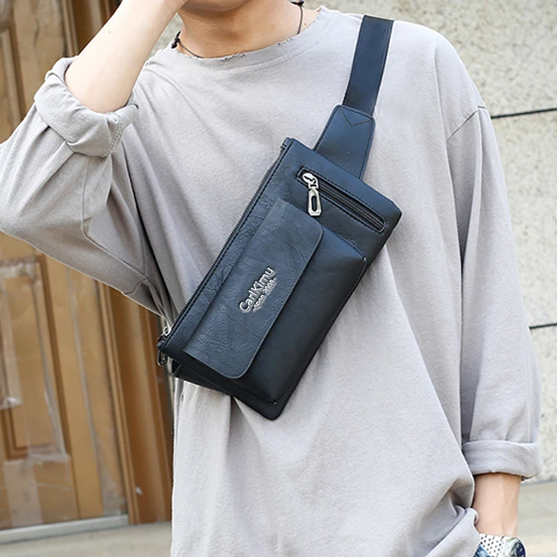 Mens PU Waist Bag for Business Travel