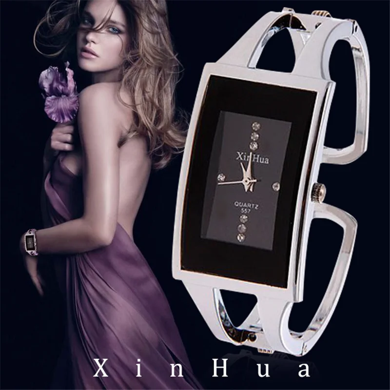 Women Bracelet Watch Exquisite Quartz Wristwatch Crystal Fashion Silver Elegant Clock Stainless Steel Mujer Bangle Relojes - 3