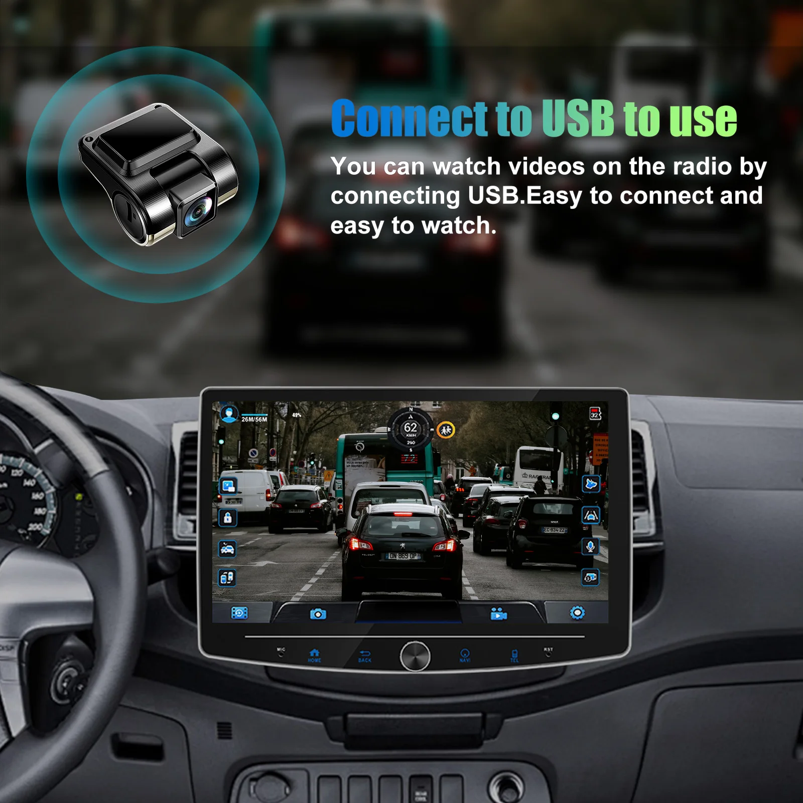 ESSGOO 10,1" Android 15 1 DIN Universal 360 ° Drehbarer Touchscreen Carplay MIC Android Auto Autoradio Radio GPS NAVI BT WIFI FM – Detail 20