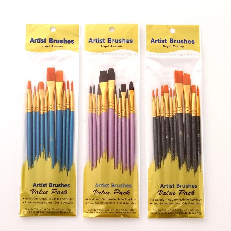 

30 Pcs Professional Watercolor Brush Nylon Hair Wooden Handle Acrylic Detail Painting Pens Student School Drawing Stationery