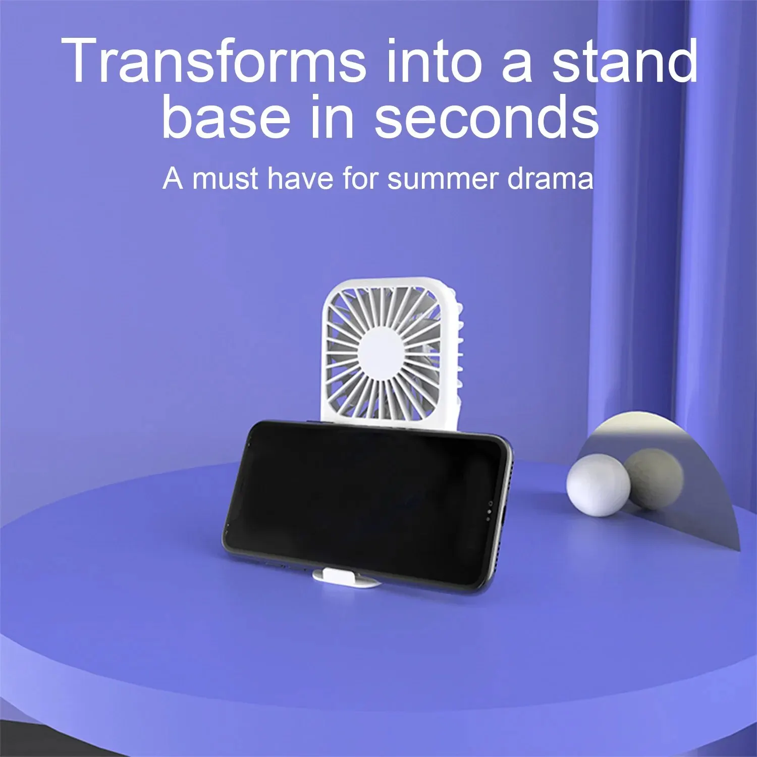 Compact Mini Fan Rechargeable Stand Small Pocket Fan with Three Wind Speeds Powerful Range Long-lasting Fan 4