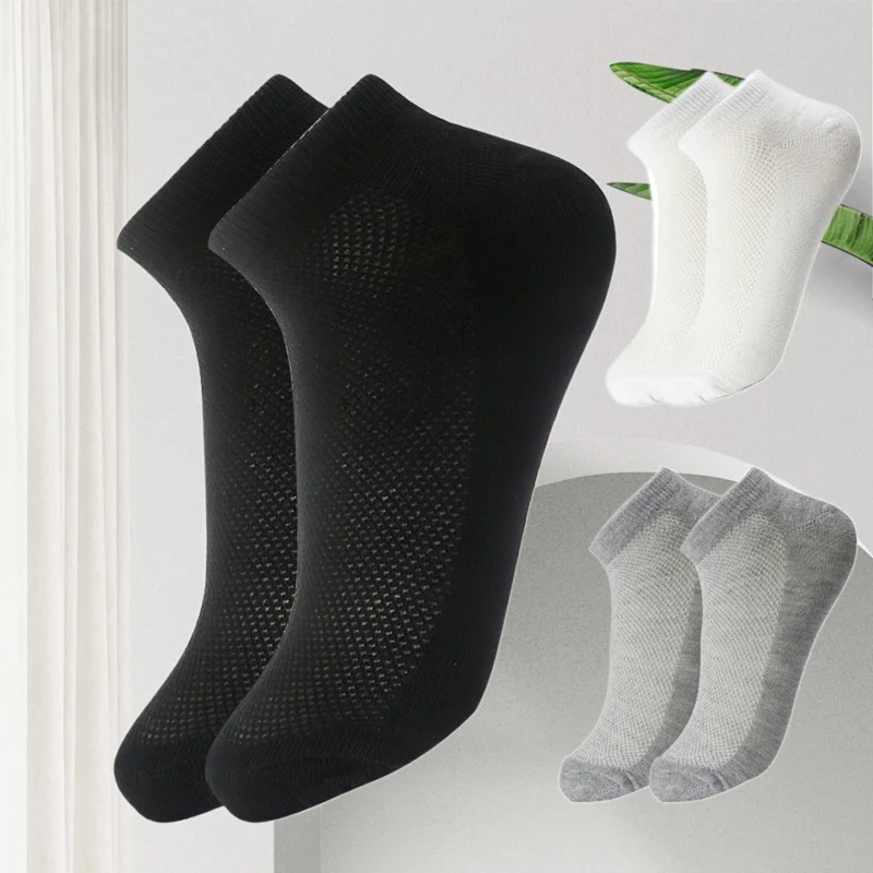 

6 Pairs High Quality Men's Socks Black and White Solid Color Business Short Ankle Socks Unisex Breathable Socks Size EU38-47