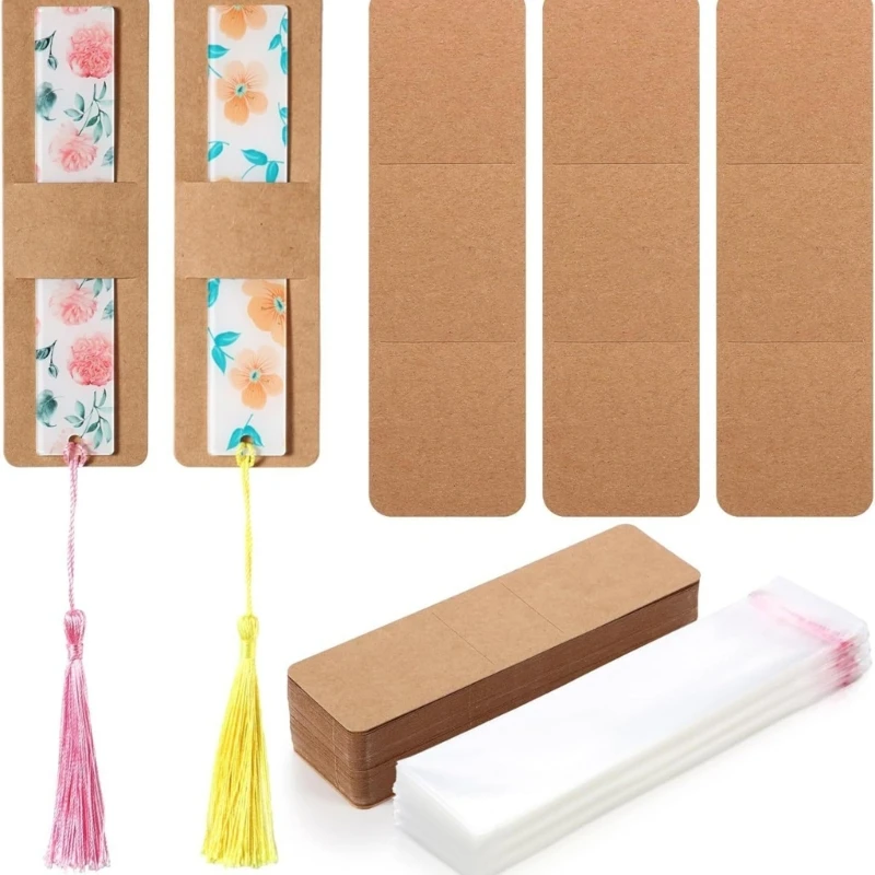 

Set of 100 Kraft Bookmarks Sleeves Cover Resin Holder Blank Sleeves for DIY Crafts Display Cards for Bookmarks Wrapping