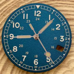 Enhanced Pilot Style Watch Dial with Luminous Hands and Date Texture - 29mm Automatic Movement (Green dial-hands)