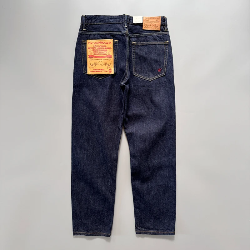 Men Jeans Mens Jeans Jeans Trousers Denim Trousers Mens Casual Trousers 14oz Embroidery Heavyweight Red Selvedge Denim Jeans Men 24FW Indigo Blue Washed Cotton Slim Straight Pants 501