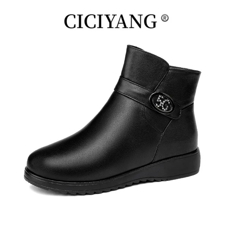 

CICIYANG Women Boots Non-slip Fashion Genuine Leather Women Winter Boots New Round Toe Casual Women Ankle Boot