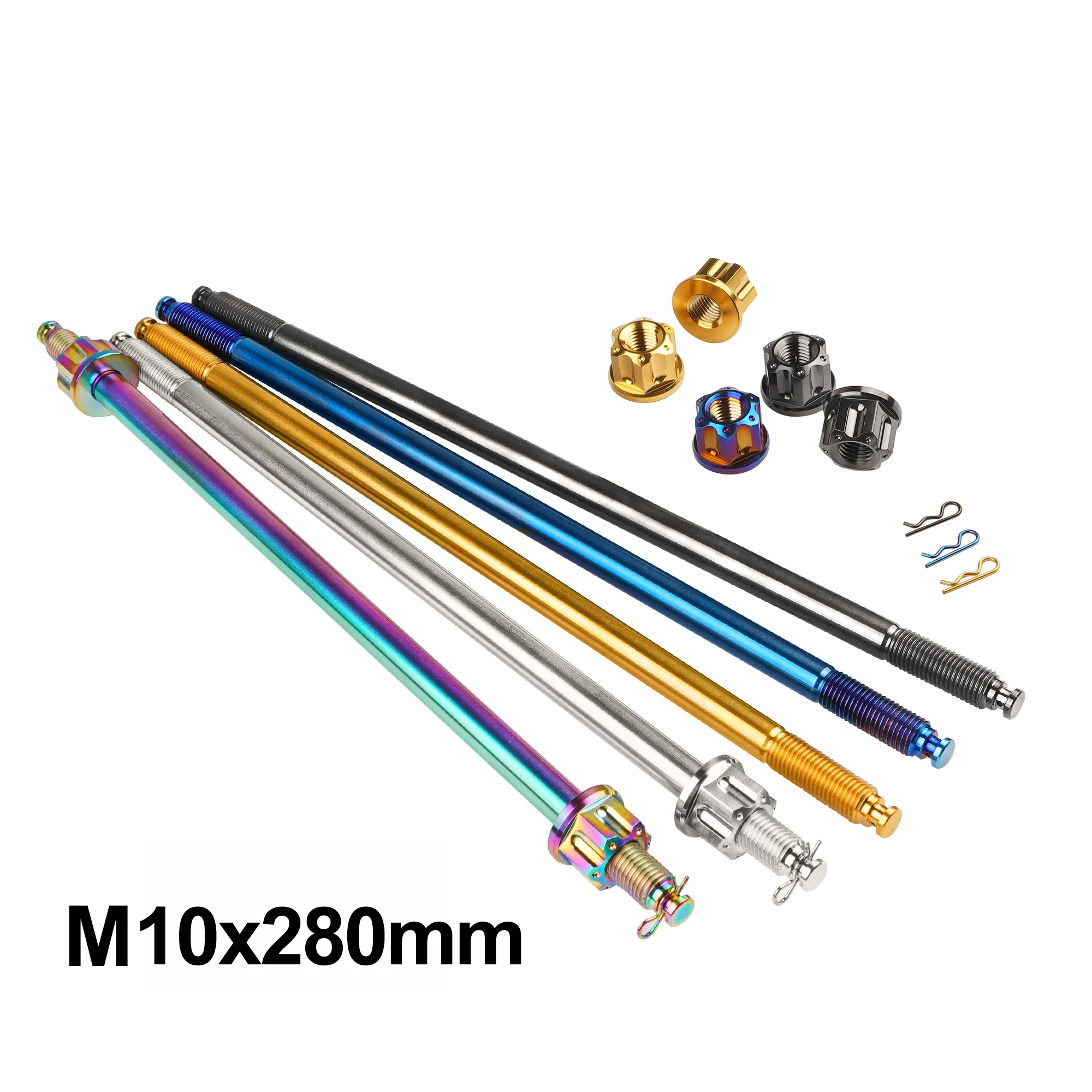 Weiqijie Titanium Parafuso Núcleo do Eixo Dianteiro para Motos Centro Modificação Acessórios M10 Comprimento 280 mm Pitch1.25 mm