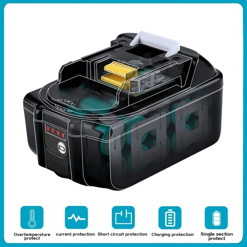 Battery Adapter Makita 18V 12000mAh Rechargeable Power Tools Battery LED Li-ion Replacement LXT BL1860B BL1860 BL1850