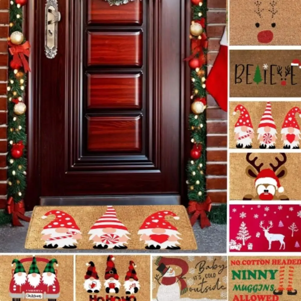 Floor Mat VIKAMA Christmas Crystal Velvet Non-Slip Indoor Outdoor Decoration