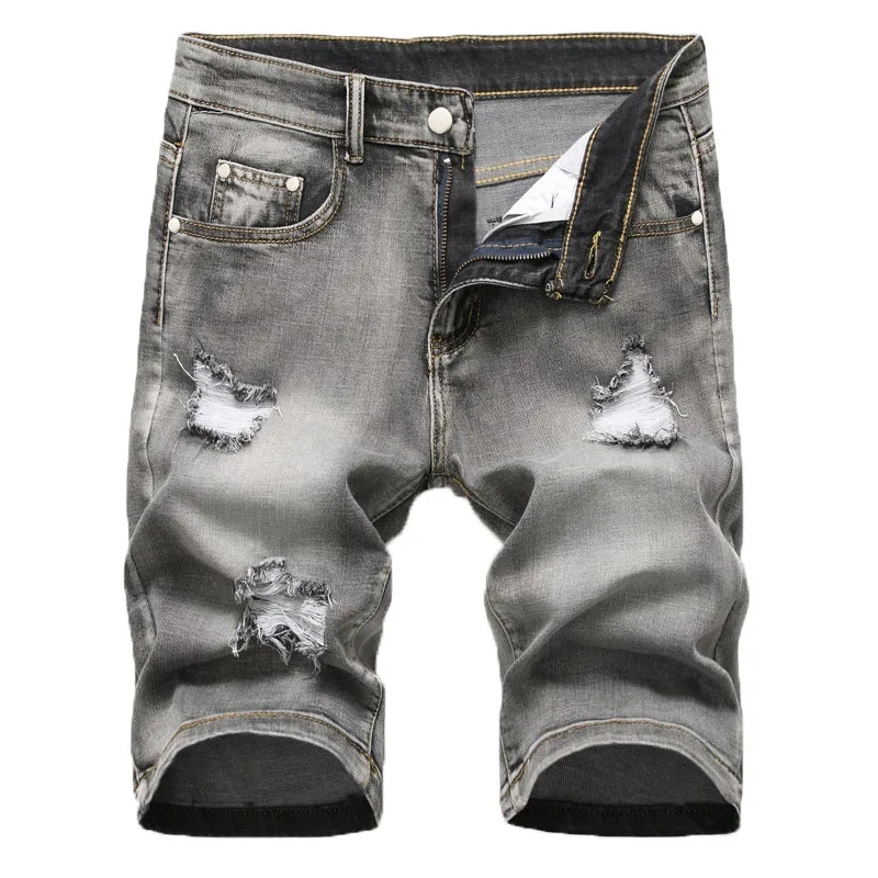Summer New Men's Stretch Short Masculino Jeans Fashion Casual Slim Fit Bermuda Homme Cotton Denim Shorts Male Brand Clothes