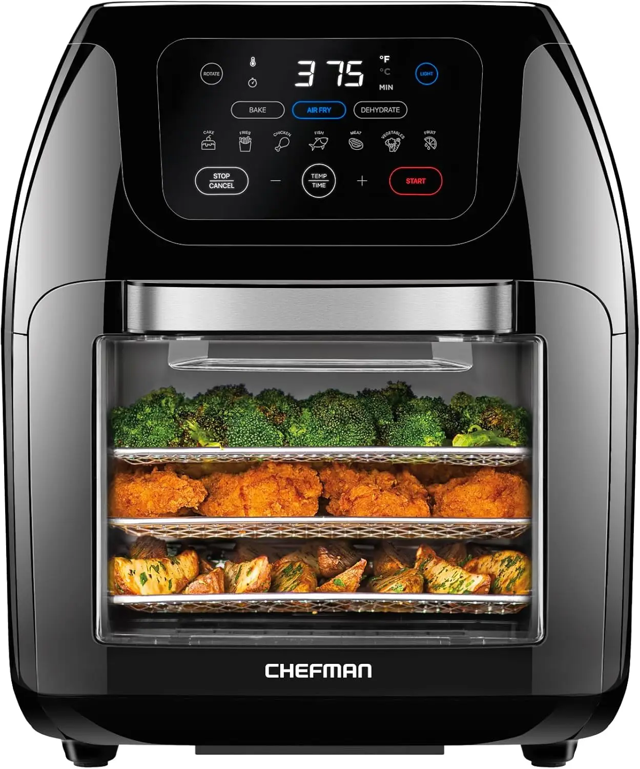 CHEFMAN Multifunctional Digital Air Fryer+ Rotisserie, Dehydrator, Convection Oven, 17 Touch Screen Presets Fry