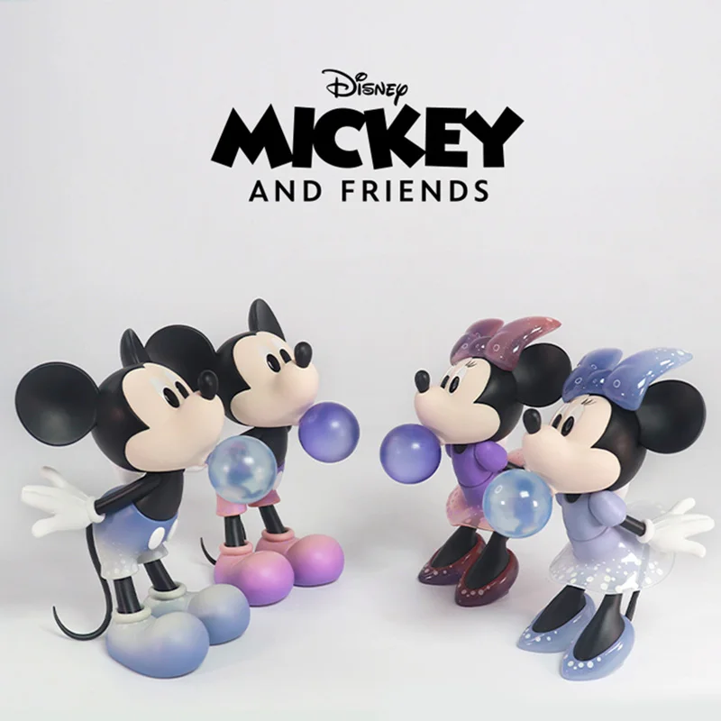 

Genuine Disney Anime Blowing Bubble Mickey Minnie 15cm/28cm Tide Play Ornament Figurine Model Children Toys Valentine's Day Gift