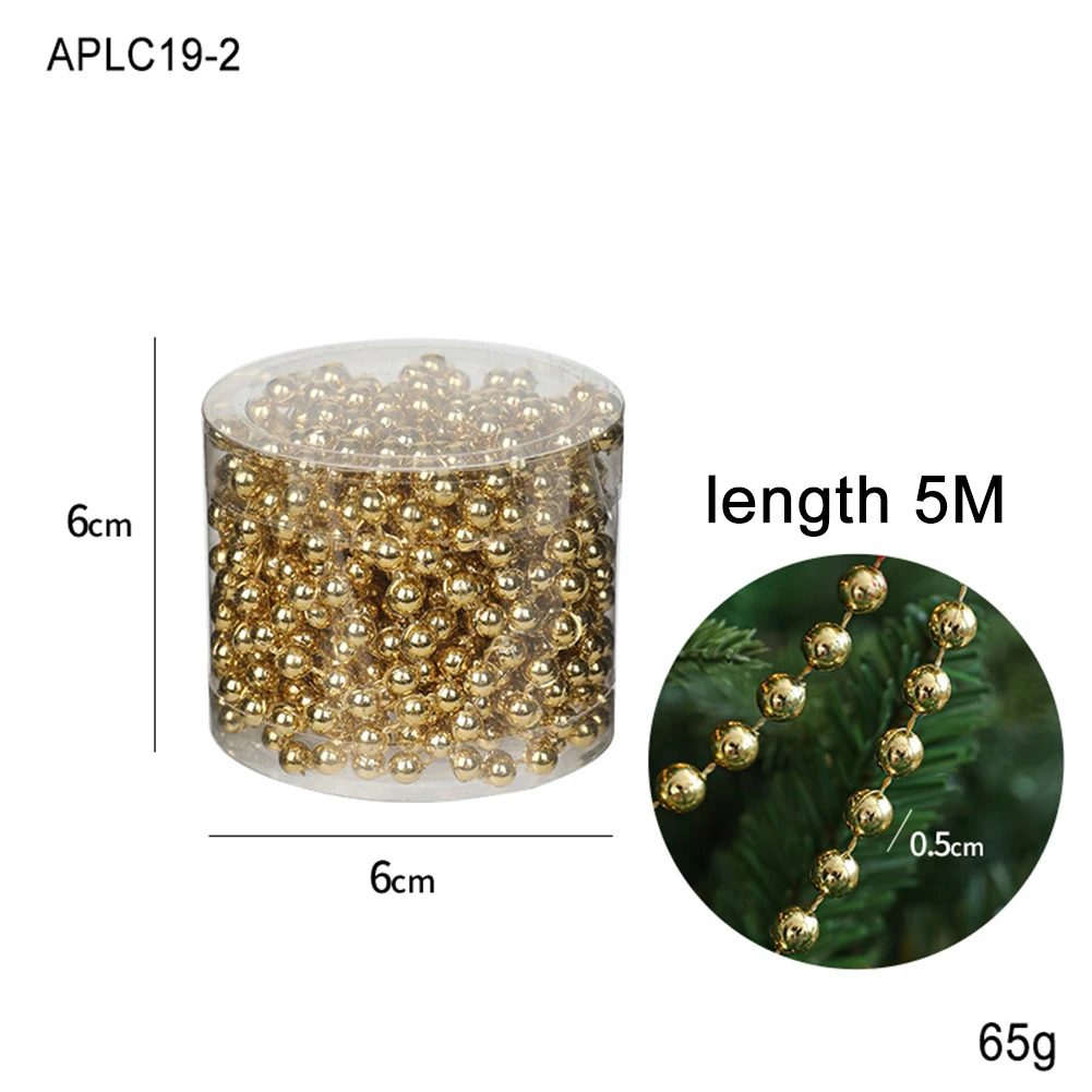 5m Bead Chain Garland Christmas Tree Hanging Beads Decorations Artificial Pearls Beads Chain Wedding Party Decor christmas decorations