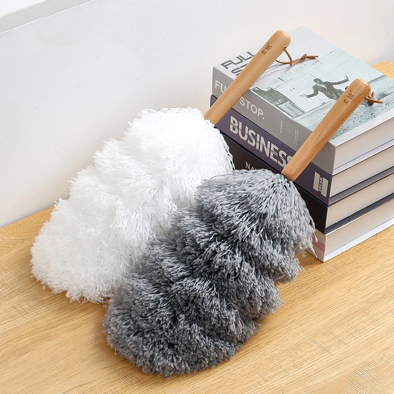 Cleaning Duster Fiber Duster Easy Clean Electrostatic Adsorption Household Cleaning Accessories Car Interior Cleaning Wood Handle Fiber Duster