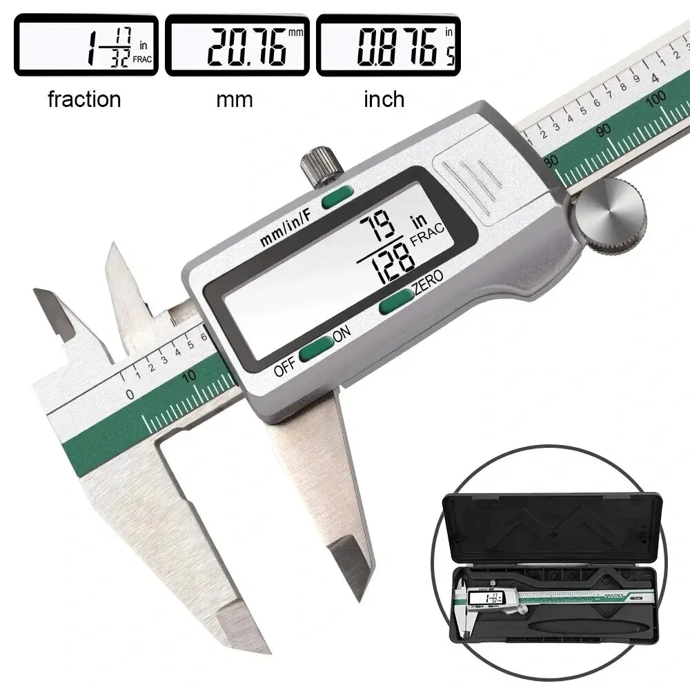 ET50 150mm Digital Caliper Stainless Steel Fraction / MM / Inch 0.01mm High Precision for Mechanical Components Measure