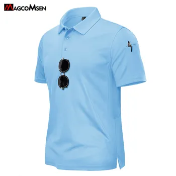 Polo Tattica da Uomo MAGCOMSEN ad Asciugatura Rapida, in Piqué, per Lavoro e Golf, con Passante per Occhiali e Tasca Portapenna sulle Maniche