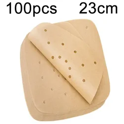 Premium Air Fryer Oil-Proof Disposable Baking Paper Liners - Ideal for Barbecue & Oven Use (Round, 16-23cm) (100pcs 23cm Square A)