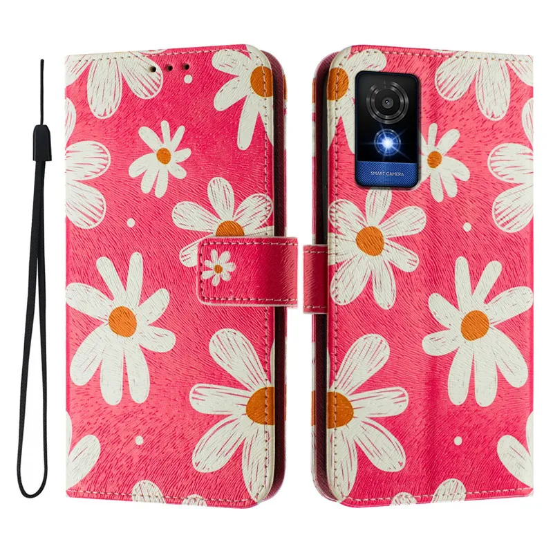 Elegant Leather Flip Cover Wallet with Magnetic Flower Bear Design Phone Case