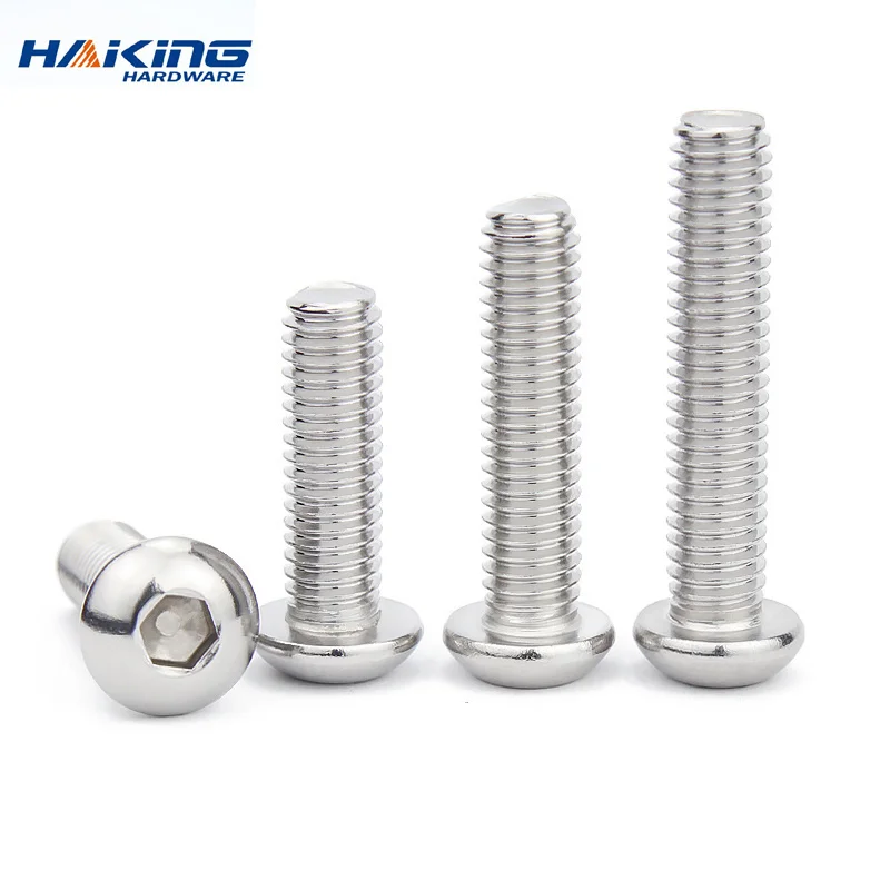 5-50pcs ISO7380 M2 M2.5 M3 M4 M5 M6 M8 304 A2 Round Stainless Steel or Black 10.9 grade Hex Socket Button Head Allen Bolt Screw