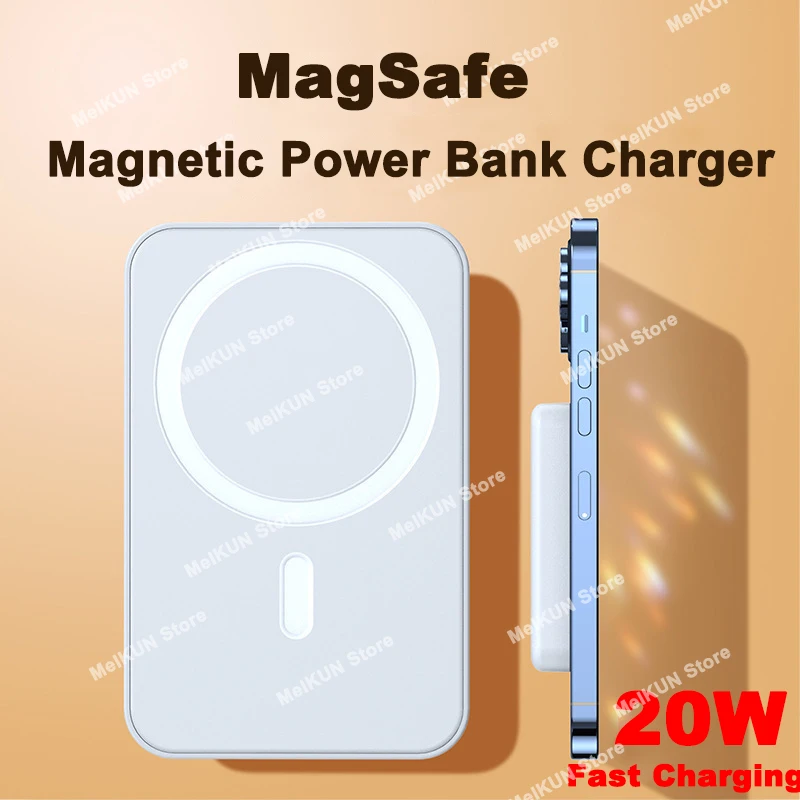 마그네틱 맥세이프 파워뱅크, 무선 고속 충전 외장 배터리 충전기, C타입 양방향 3000mAh, 5000mAh, 10000mAh