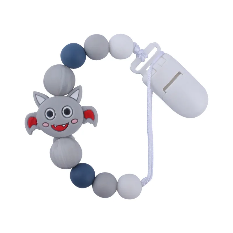 

Baby Bat Pacifier Clips Chain Silicone Beads Dummy Clip Holder Soother Chains Baby Teething Toys Food Grade Chew Gifts