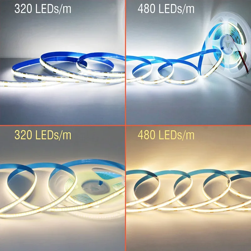 LED light bar 320leds 480leds COB Strip 12V 24V Warm White Red Mars Green Ice Blue Golden Yellow Pink Home Soft 11