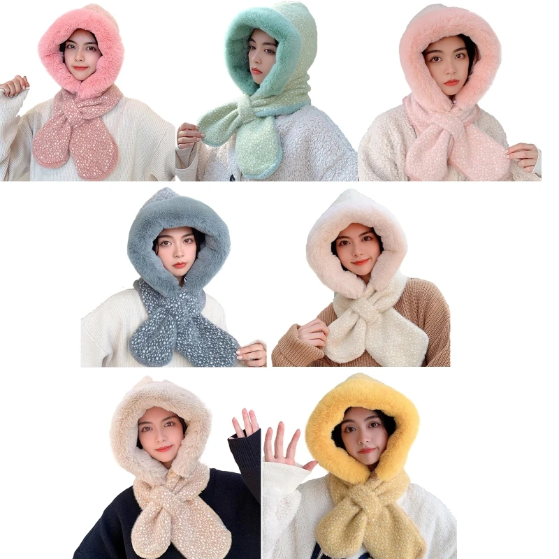 

Fashion Plush Balaclava Windproof Hood Earflap Hat for Chilly Outdoor Activities