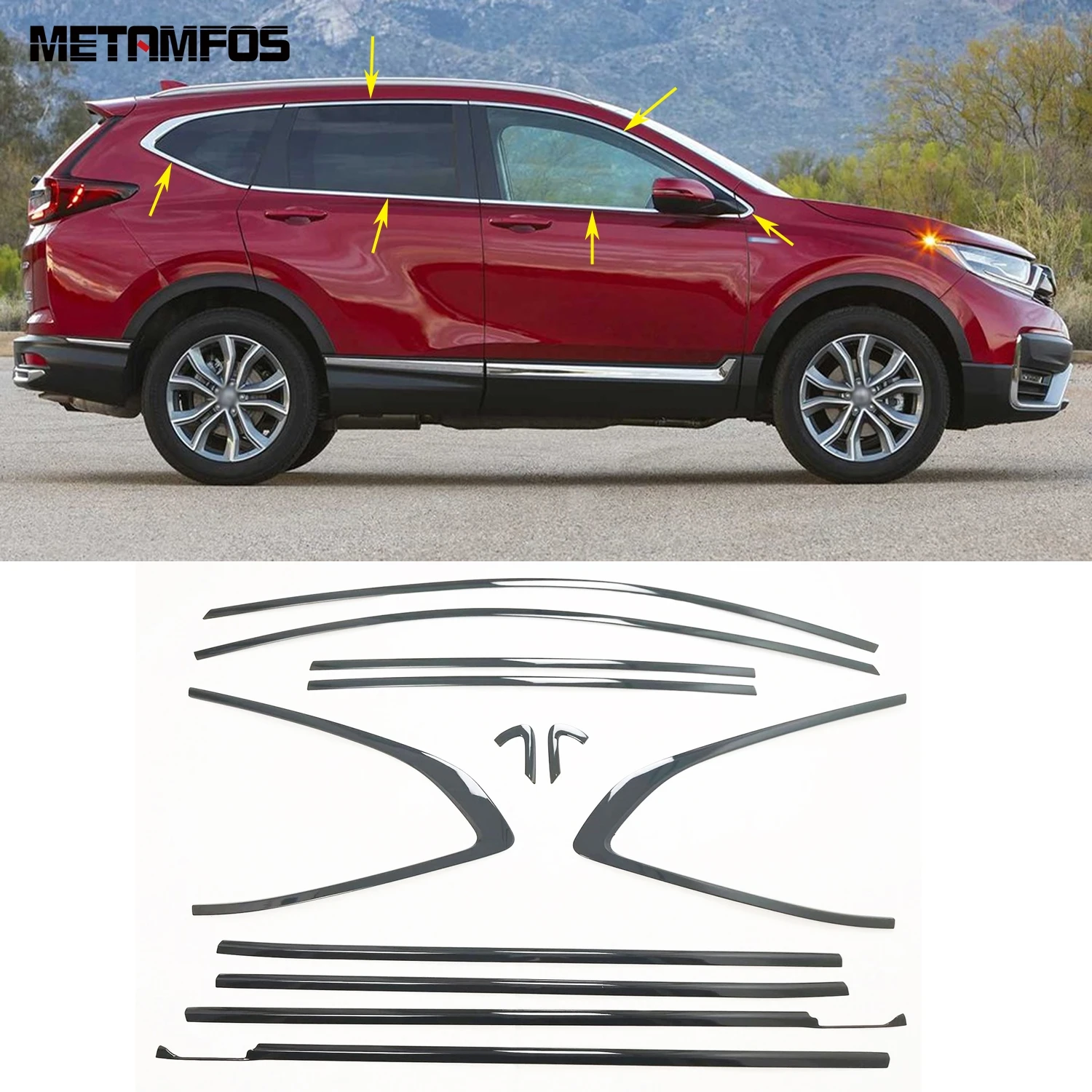 

For Honda CR-V CRV 2017-2020 2021 2022 Upper+Lower Window Sill Frame Cover Trim Sticker Stainless Steel Accessories Car Styling
