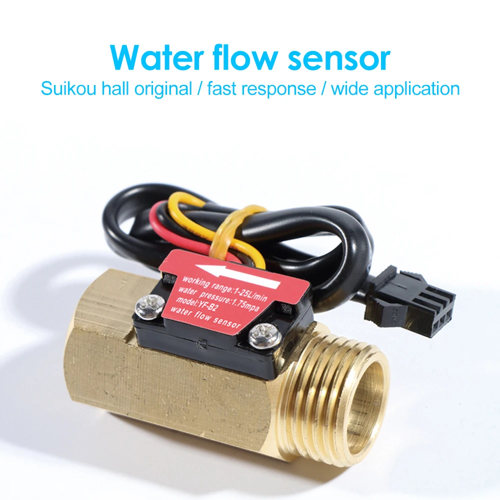 Water Flow Sensor YF-B1 YF-B2 YF-B3 BSP G1/2" Hall Flow Sensor Turbine Meter 1-25L/min Turbine Flow Meter Water Sensor