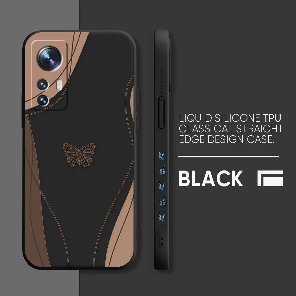 thumbnail image 1 of Case For Xiaomi 13 12 12S 11 11T 10 10S 9 9SE 8 8SE Pro Ultra Lite Colour Simple Liquid Silicone Case Beautiful Butterfly, 1 of 5
